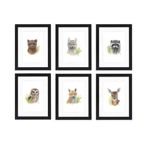 "Woodland Littles 2" by Alyssa Lewis Set of Six Black Framed with Mat Animal Art Prints 14 in. x 11 in.