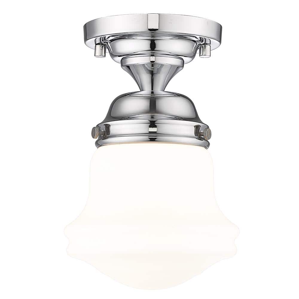 Vaughn 6 In. Chrome Flush Mount with Matte Opal Glass Shade with No Bulb In