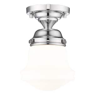 Vaughn 6 In. Chrome Flush Mount with Matte Opal Glass Shade with No Bulb Included