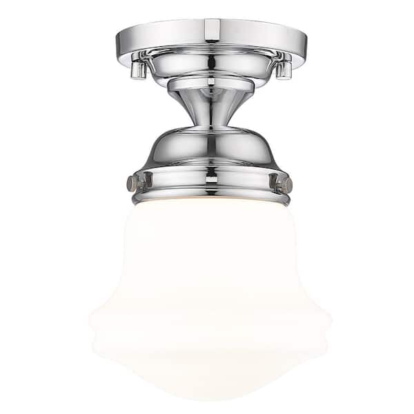 Unbranded Vaughn 6 In. Chrome Flush Mount with Matte Opal Glass Shade with No Bulb Included