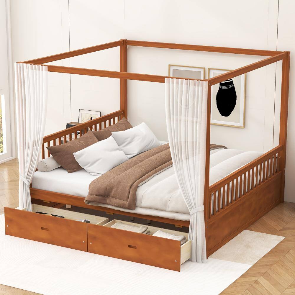 Walnut Wood Frame King size Platform Bed with 2 Drawers price history on PriceWatchPro