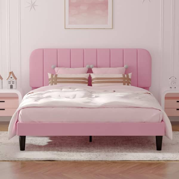VECELO Upholstered Bed Frame, Full Platform Bed Frame with