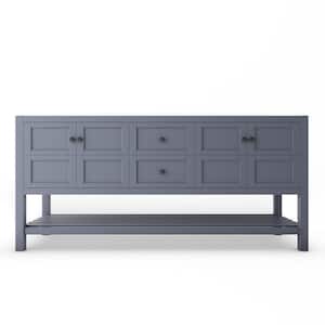 Alicia 71.25 in. W x 21.75 in. D x 32.75 in. H Bath Vanity Cabinet without Top in Matte Gray with Black Knobs