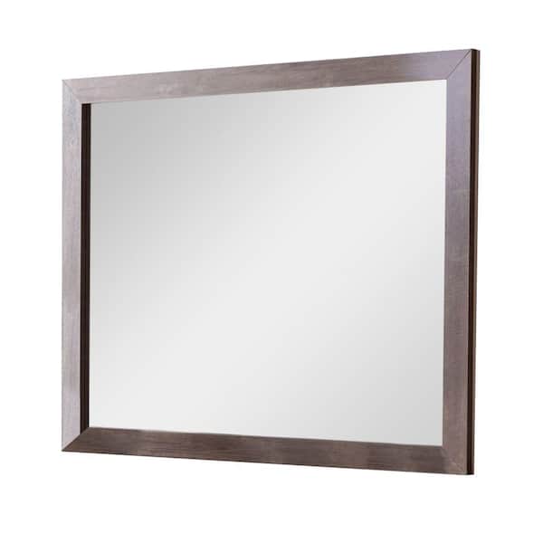 Benjara 0.98 in. W x 40 in. H Wooden Frame Brown Wall Mirror