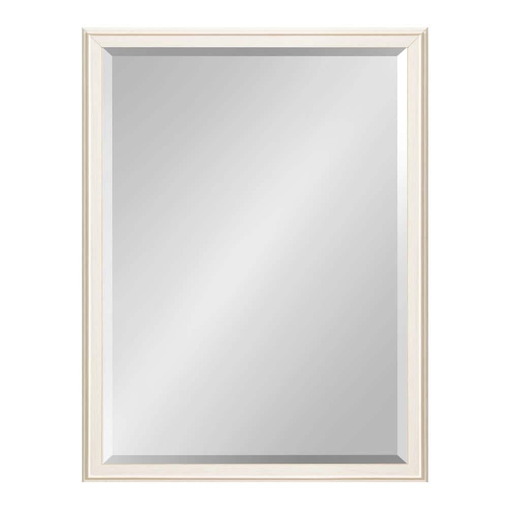 18" x 24" White Rectangular Wall Mirror with Stepped Frame