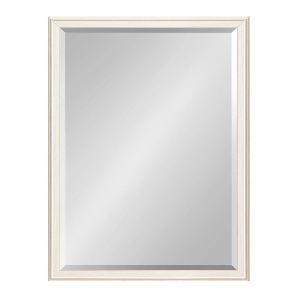 18" x 24" White Rectangular Wall Mirror with Stepped Frame