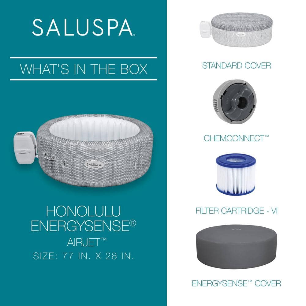 Bestway SaluSpa Gray Round Inflatable Hot Tub with EnergySense Cover