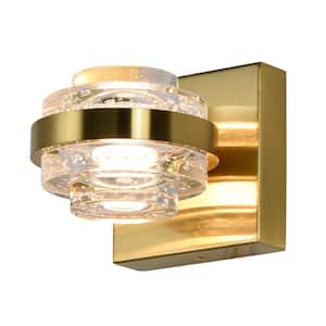 Milano 16 in. 1-Light ETL Certified Integrated LED Sconce Lighting Fixture in Antique Brass