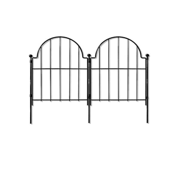 13.2" x 22" H Black Metal Arched Rustproof Metal No-Dig Garden Fence, Animal Barrier, Outdoor Yard Decor. 10-pack