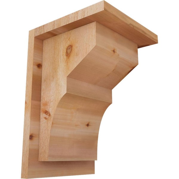 Ekena Millwork 8 in. x 8 in. x 12 in. Western Red Cedar Monterey Rough Sawn Corbel with Backplate