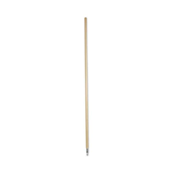 Metal Tip Threaded Hardwood Broom Handle, 1 1/8 dia x 60, Natural