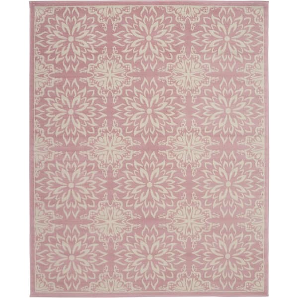 Nourison Jubilant Ivory/Pink 8 ft. x 10 ft. Moroccan Farmhouse Area Rug