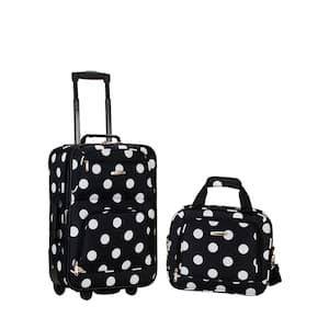 Fashion Expandable 2-Piece Carry On Softside Luggage Set, Black Dot
