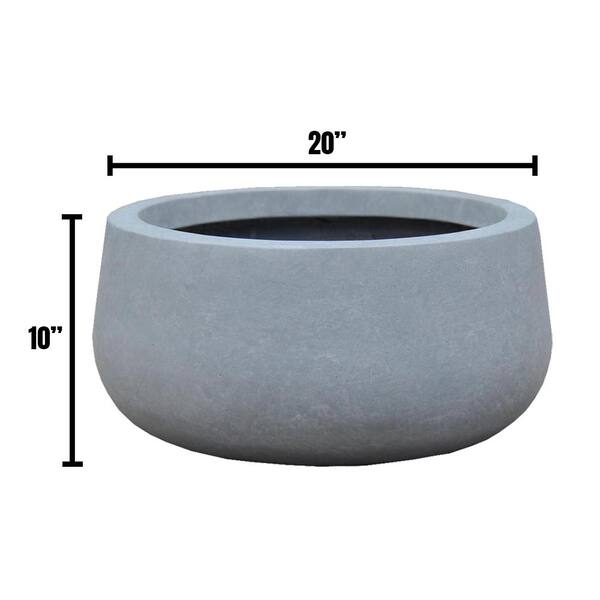Durx-litecrete Lightweight Concrete Modern Low Bowl Cement Granite 19.7'x19.7'x9 