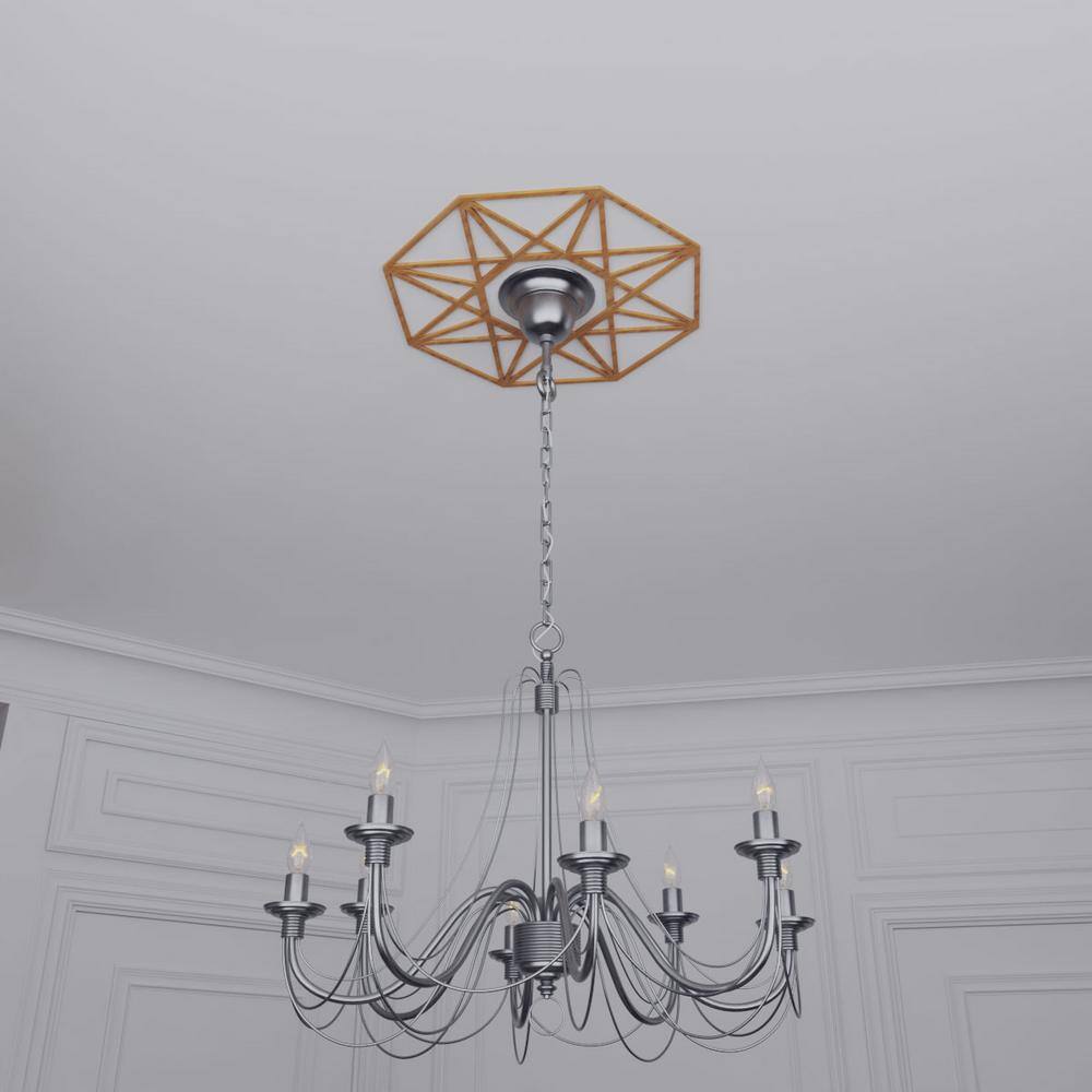 Cherry Wood Geometric Fretwork Ceiling Medallion, 18" Diameter
