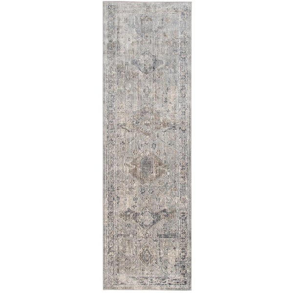 Amer Rugs Fairmont 3 ft. X 8 ft. Gray/Taupe Border Area Rug