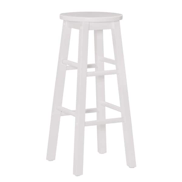 Linon Home Decor Lopes 29 in. H White Backless Wood frame Round seat Barstool