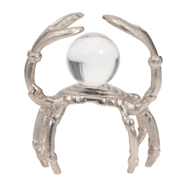 Liv & Skye Silver 6 in. x 7 in. Metal Dancing Crab Figurine