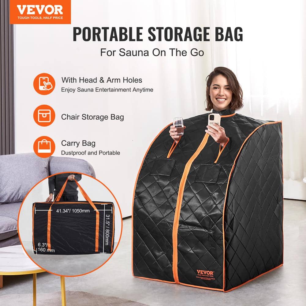 Black Satin Portable Infrared Sauna Tent with Metal Frame