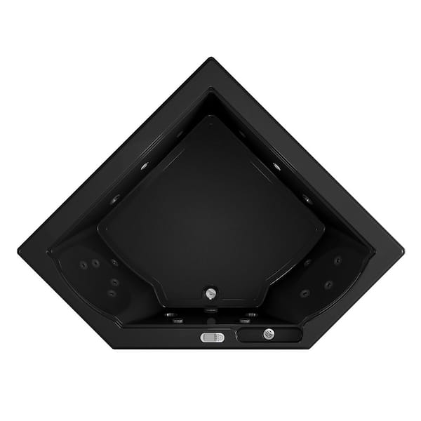 JACUZZI FUZION 65.75 in. x 65.75 in. Rectangular Whirlpool Bathtub with Center Drain in Black