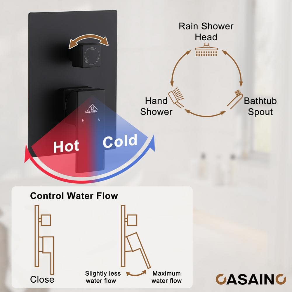 Large Nickel Multi-Head Rain Shower System with Handheld
