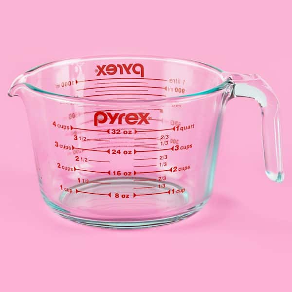 Glass Measuring Cup, 1 1/3-Cup Tempered Glass Liquid Measuring Cups, 12oz/350ml, with Handle and 3 Scales (OZ, Cup, ml), Transparant, Dishwasher
