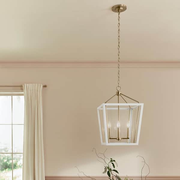 KICHLER Delvin 31.75 in. 4-Light Champagne Bronze and White