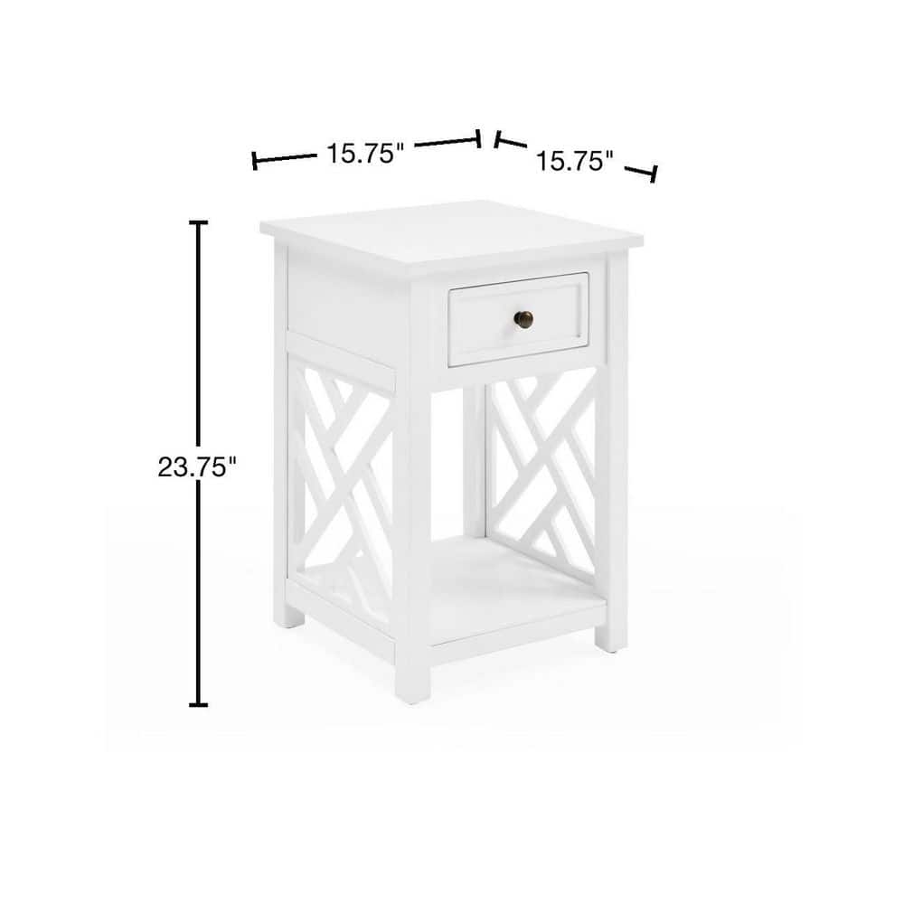 Coventry 15.75'' White Pine End Table with Drawer and Shelf