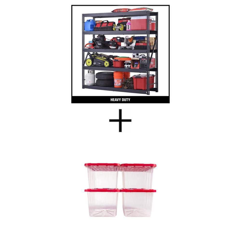 5-Shelf Metal Garage Shelving Unit (90 in.x90 in.x24 in.) with 27