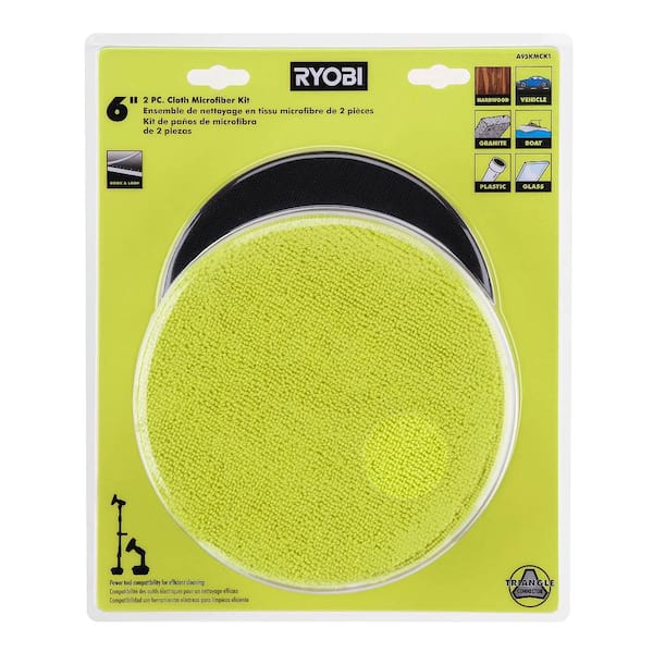 Ryobi One+ 18V Cordless Telescoping Power Scrubber (Tool Only) with 6 in. 2-Piece Cloth Microfiber Kit