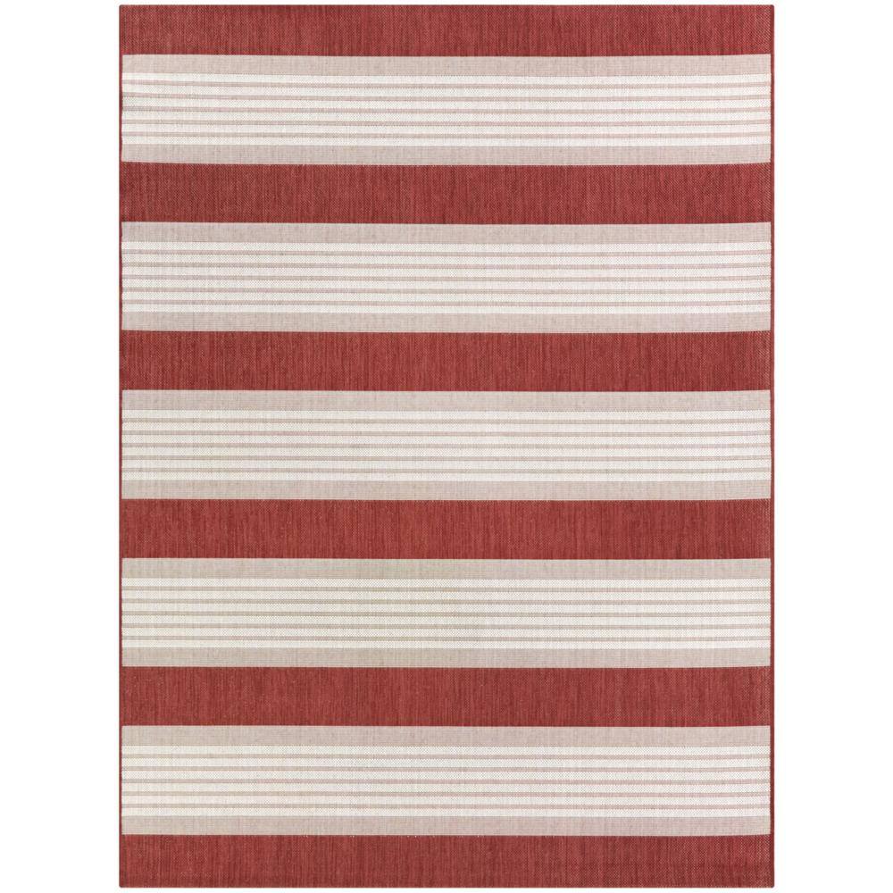 Judson Red 7 ft. 10 in. x 10 ft. Stripe Indoor/Outdoor Area Rug 3003430