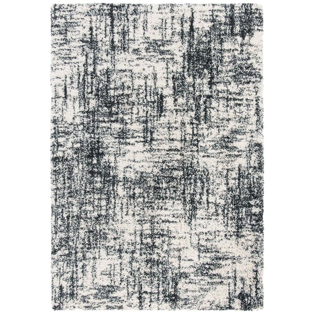 Hudson Shag 4 ft. x 6 ft. Ivory/Dark Gray Abstract Crosstitch Area Rug price history on PriceWatchPro