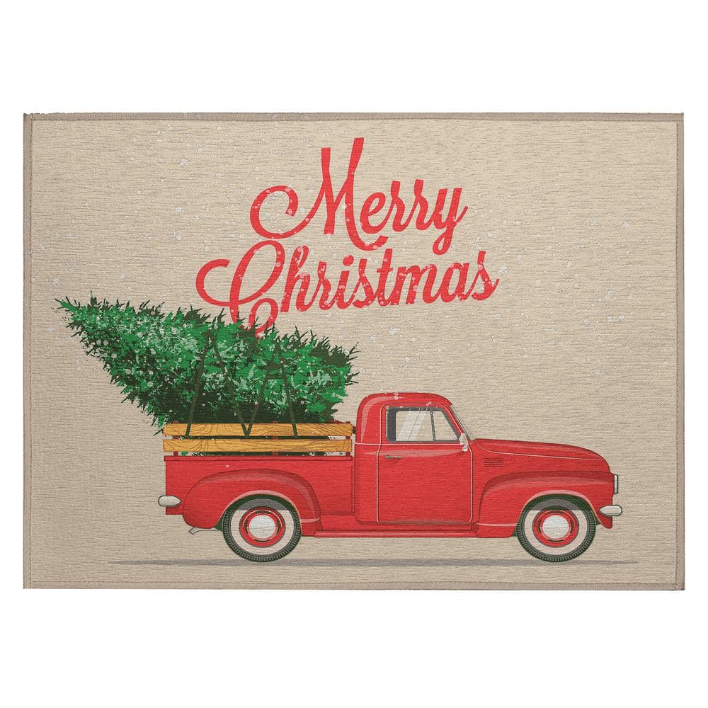 Cozy Winter Red 1 ft. 8 in. x 2 ft. 6 in. Indoor/Outdoor Washable Area Rug