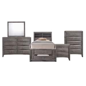 Madison 5-Piece Gray Twin Storage Bedroom Set