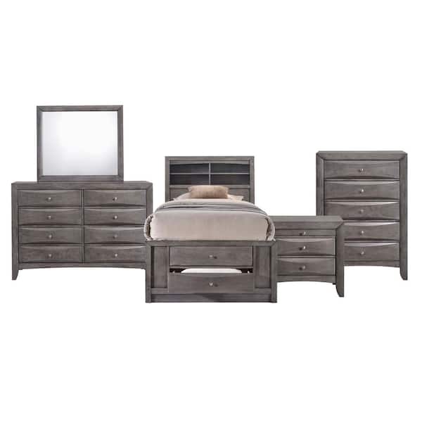 Picket House Furnishings Madison 5-Piece Gray Twin Storage Bedroom Set
