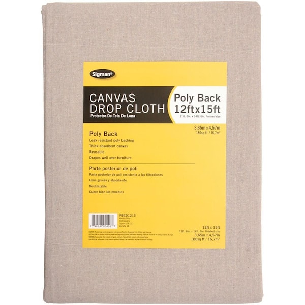 Sigman 11 ft. 6 in. x 14 ft. 6 in. Poly Back Canvas Drop Cloth