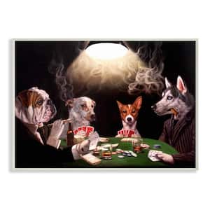 "Dog Poker Funny Pet Painting" by Lucia Heffernan Wood Abstract Wall Art 19 in. x 13 in.