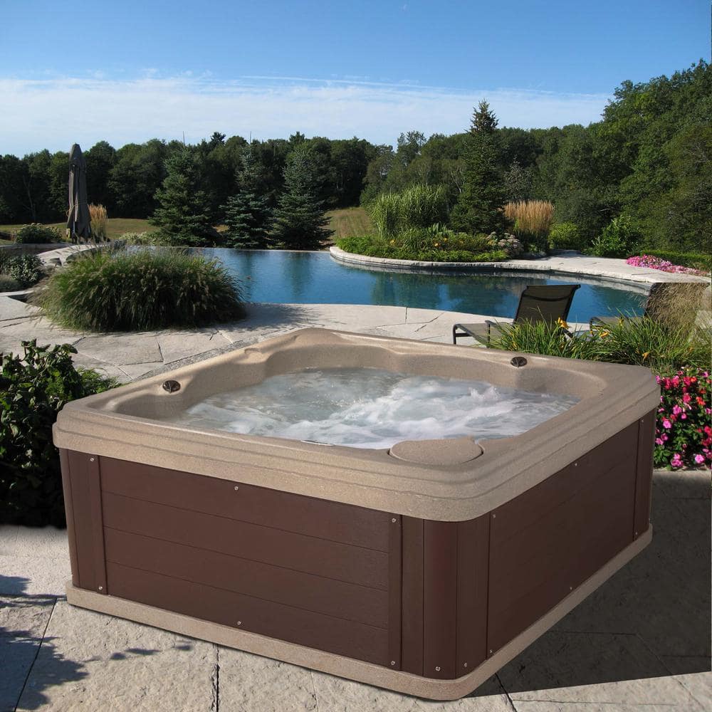 Cobblestone 6-Person Square Electric Hot Tub with 24 Jets