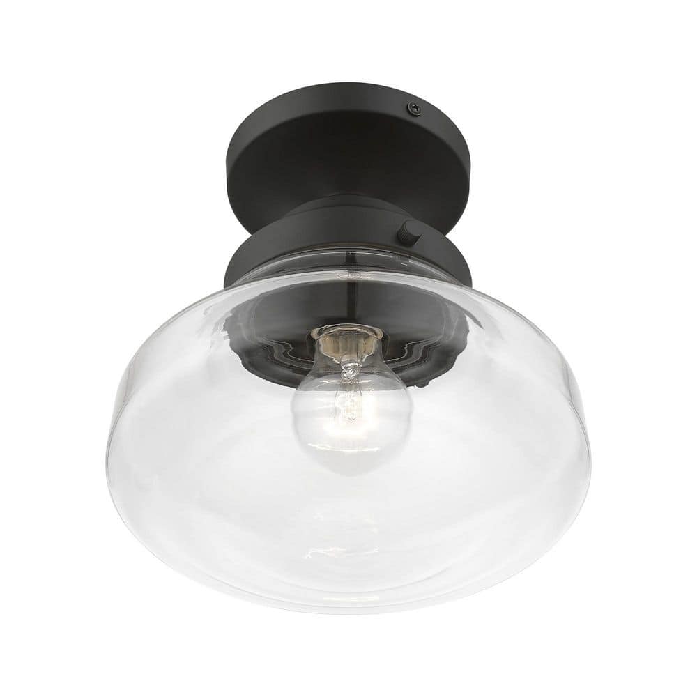 Avondale Black and Clear Glass Nautical Semi-Flush Mount Light