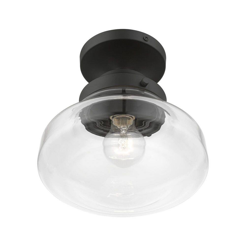 Avondale Black and Clear Glass Nautical Semi-Flush Mount Light
