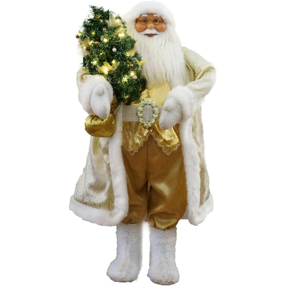 Fraser Hill Farm 3 ft. Music and Motion Santa with Prelit Christmas Tree, Standing Decor, Christmas Animatronic