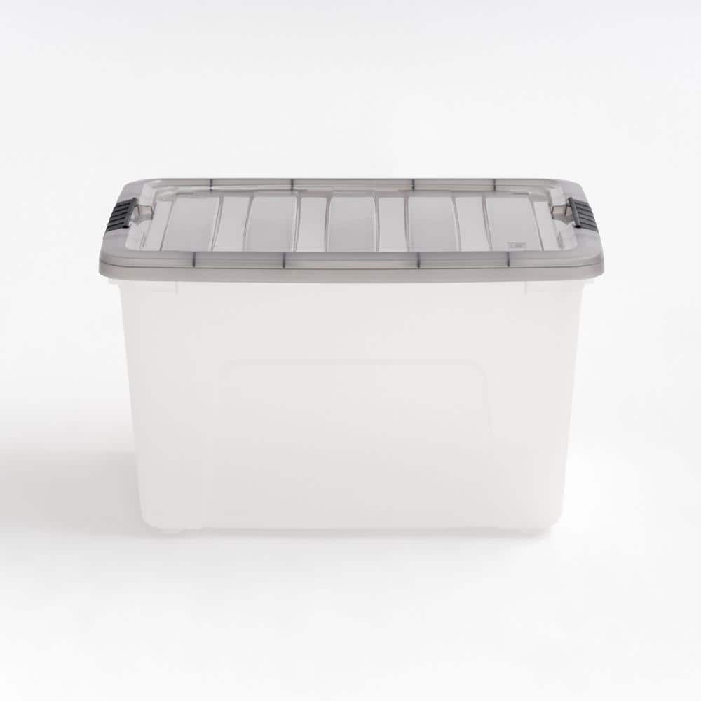 Clear Stackable Plastic Storage Bins with Latching Lids, 40 Qt.