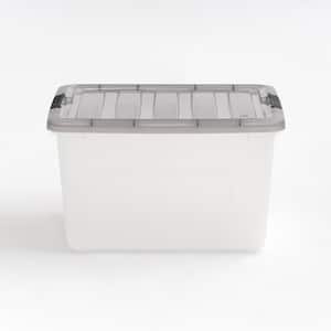 40 qt. Stack & Pull Clear storage Box, Lid Gray (Pack of 5)