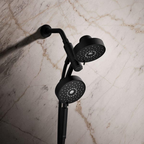 Purist 3-Spray Patterns with 2.5 GPM 6 in. Wall Mount Dual Shower Heads in Matte Black