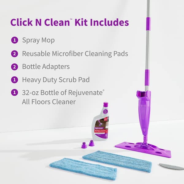 Click n Clean Multi-Surface Microfiber Mop with Sprayer and Duster