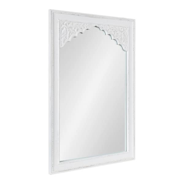 Kate and Laurel Shivani 36 in. x 24 in. Classic Rectangle Framed White Wall Accent Mirror