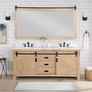 Cortes 72 in. W x 22 in. D x 33.9 in. H Double Sink Bath Vanity in Weathered Pine with White Composite Counter Top