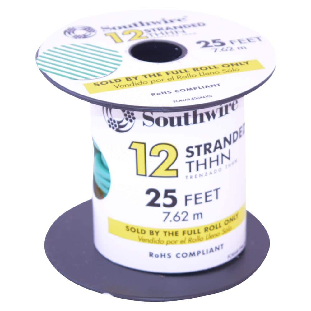 Southwire 25 ft. 12 Green Stranded CU THHN Wire 22968285 - The Home Depot
