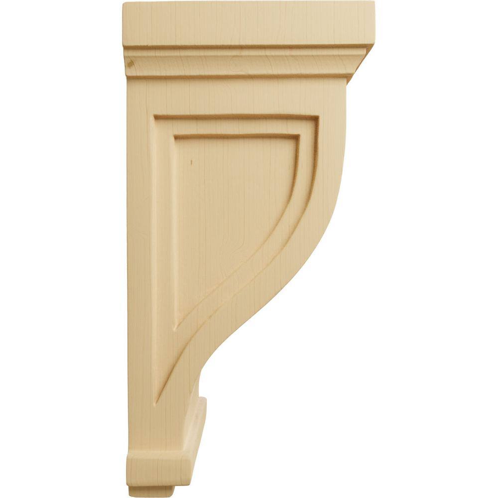 Alder Traditional Recessed Hand-Carved Wood Corbel, 10" x 5"