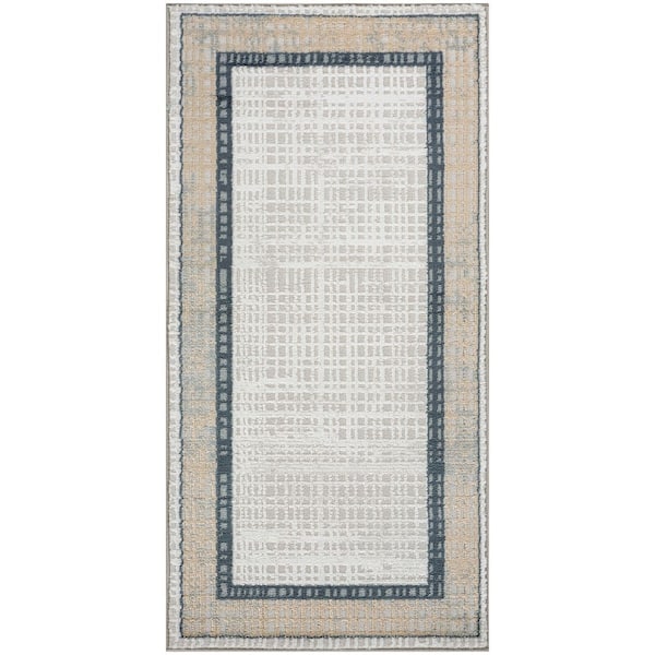 Dekor Grey Navy 2 ft. x 4 ft. Abstract Contemporary Area Rug